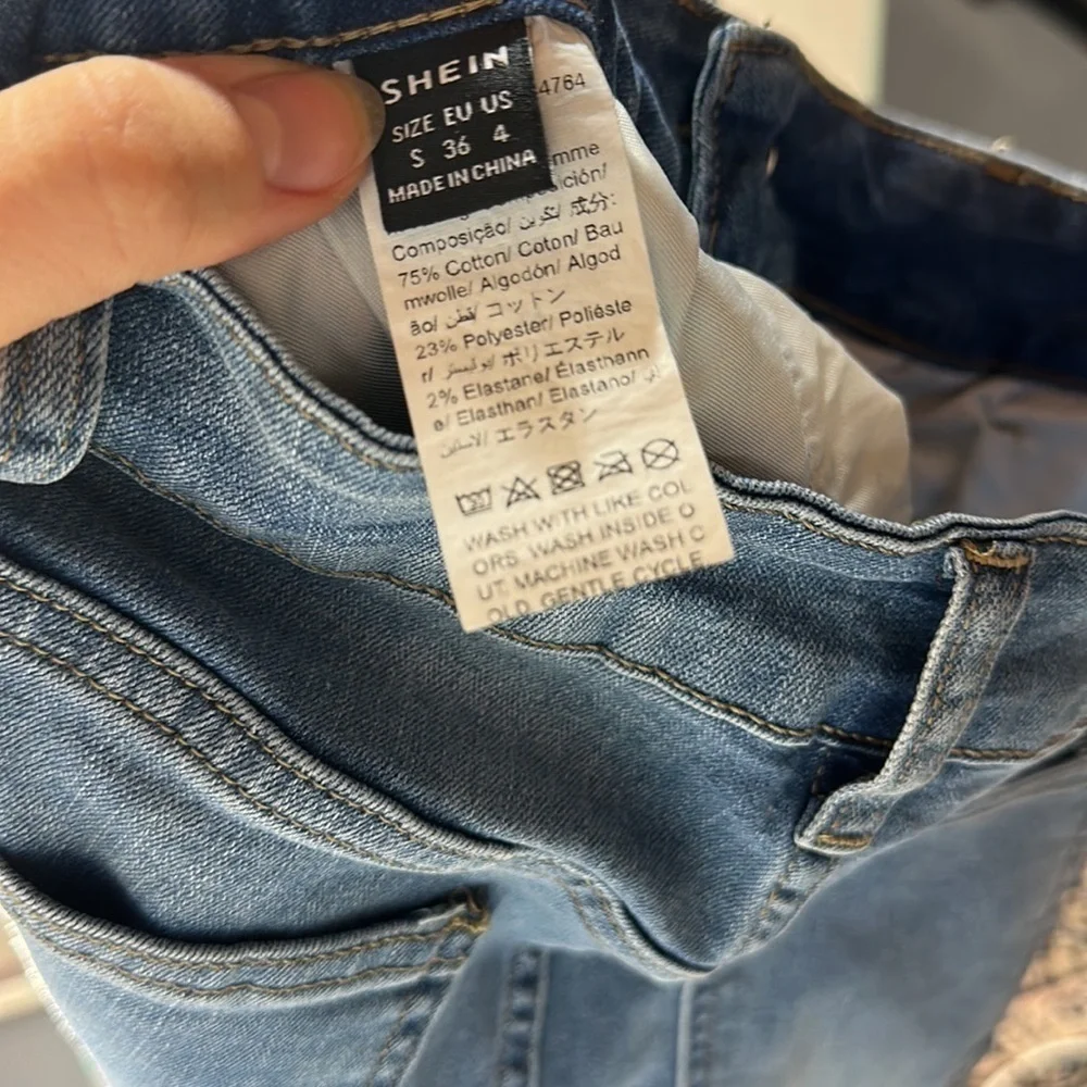 Shein R. Stone  Size 4 Cuffed Skinny Jeans Denim Blue Classic Fit